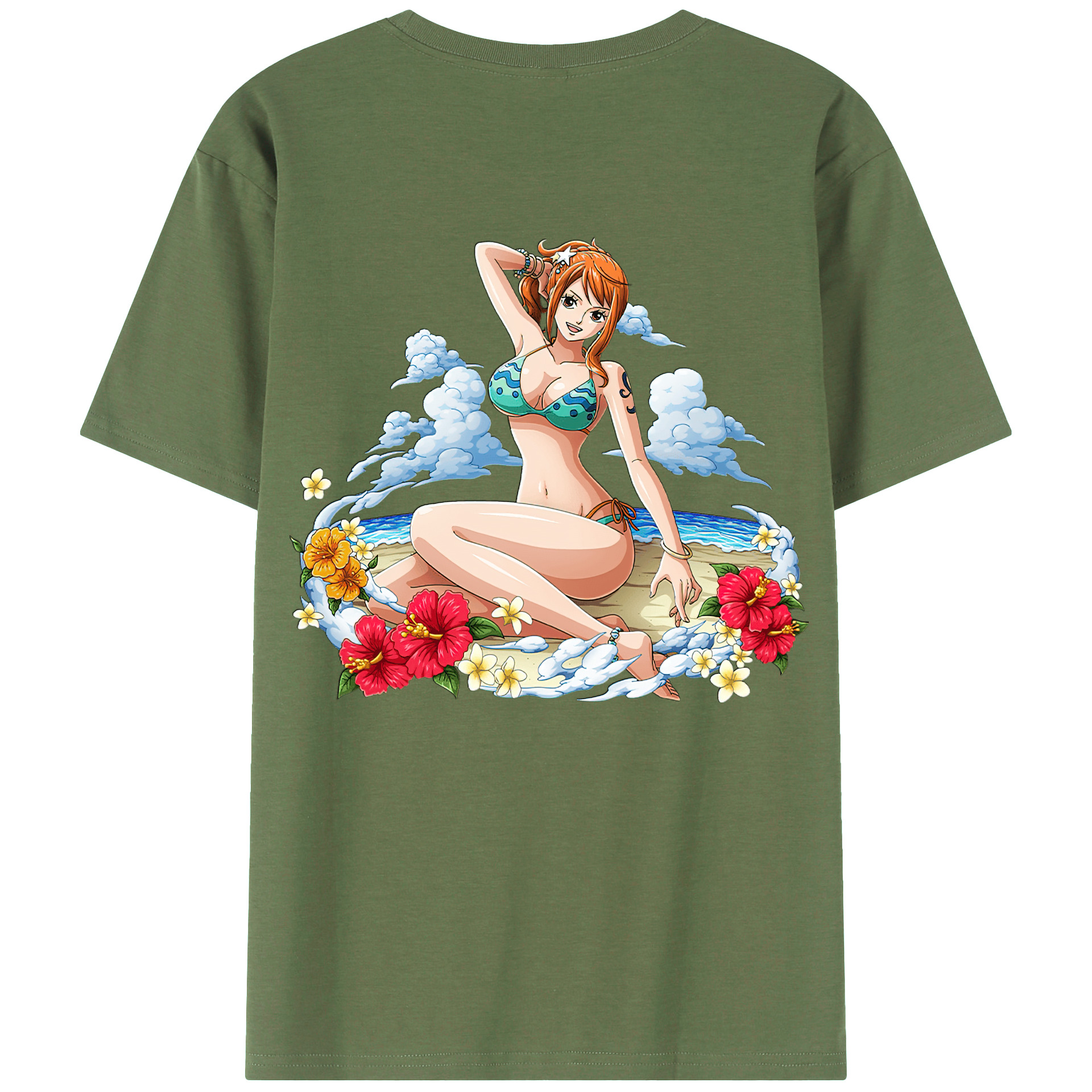 （画像用） ワンピース ナミ ONE PIECE Nami 綿100％ メンズ半袖Tシャツ（バックプリント） 通気性